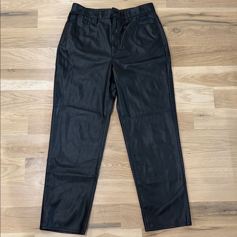 Madewell Perfect Vintage Straight Jean Faux Leather Black Size 29